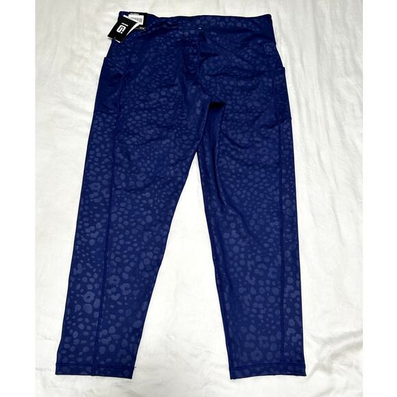 Ideology Womens 7/8 Length Leggings Pants Tartan Blue XL Compression Rapidry New - Picture 2 of 6